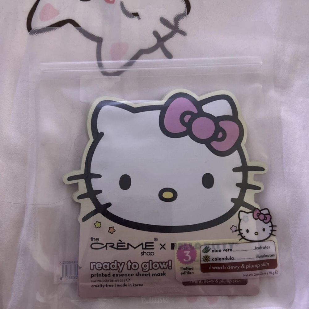 NEW Sealed Set of 3 The Creme Shop Ready to Glow Hello Kitty Sheet Masks